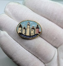 Lighthouses of Maine Souvenir Enameled Travel Lapel Pin picture