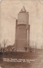 RPPC Kalamazoo State Hospital Water Tower Insane Asylum Photo Postcard J3 picture