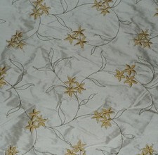 S. HARRIS VERVAIN Floral silk embroidery beads cream yellow new 8+ yards picture