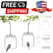 2PK Metal Frame and Perches with Wooden Dowel Black Bird Swing Outdoor Bird P... picture