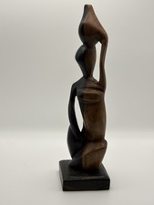 African Tribal Hand Carved Wood Statue Human Figure Wooden Sculpture 10” picture