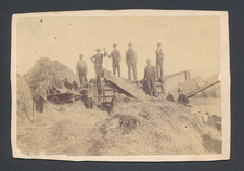 Antique Mounted Photo c1900 Farm Threshing Crew with Thresher Machine READ picture
