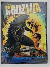 Godzilla Embossed Tin Metal Sign 13” By 9.6”, Wall Decor By Open Roads picture