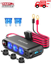 12V Car Cigarette Lighter Splitter 3 Socket Adapter USB Charger 200W picture
