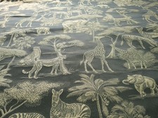 Vintage Jacquard Safari Animals Lush Palms Black/Greys/ Beiges High End BTY 3D picture