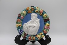 Vintage Niccacci Deruta Italy Majolica Pottery Catholic St. Francis Wall Plaque picture