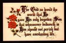POSTCARD : SCRIPTURE - JOHN 3:16 - RELIGIOUS BIBLE VERSE picture