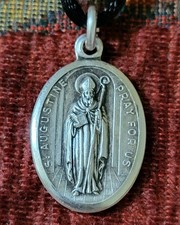 St. Augustine Sterling Vintage & New Medal Catholic patron of Brewers& Printers picture