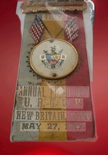 RaRe 1897 Knights Of Pythias New Britian Connecticut Flag & Medallion Day Ribbon picture