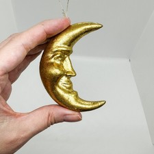 Vtg Dept. 56 Metallic Moon Face Celestial Witchy Whimsigoth Ornament picture
