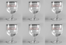 Chimay Silver Tone Rim Trappist Chalice Hainaut Belgium Beer Glass 50cl 6-Pack picture
