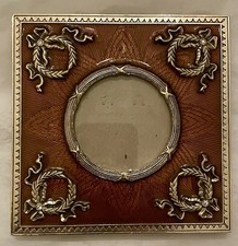 Terragrafics Gold Tone Heavy Brass Enamel Photo Frame Wreath Gem Accents 5” VTG picture