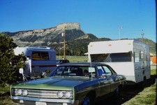 1968 Kodachrome 35mm Slide Chevrolet Impala Towing Travel Trailer Mesa Verde USA picture