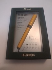 Pineider Metropolis Yellow Rollerball Pen Custom System Open Box Italy picture