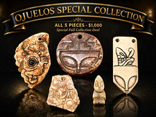 Ojuelos 5 Piece Alien Artifact Colection Sun God Jade Mask Glyph Stargate Relic picture