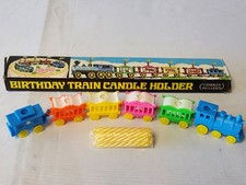 Vintage JOY Collectible Toy Birthday Train Candle Holder Cake Topper Circus H3 picture