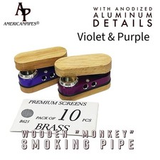 Americanpipes™️ 2 PCS Foldable Wooden+ metal tobacco Monkey Pipe picture