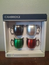 CAMBRIDGE 4 PC 2.1 oz STAINLESS STEEL MINI MOSCOW MULE SHOT GLASS MUG SET - NEW picture