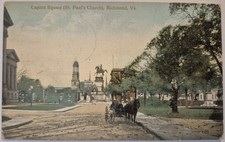Vintage Postcard Capitol Square St Paul's Church Richmond Virginia  AA135 picture