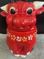 Vintage  Ferdinand The Bull Rare Red Mcm 50's Cookie Jar  USA picture