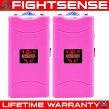 Fightsense 2 Pc Heavy Duty Stun Gun 10 BV Rechargeable LED Flashlight Pink picture