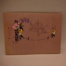 antique birthday Postcard ephemera hand painted Enamel art deco 1920  picture