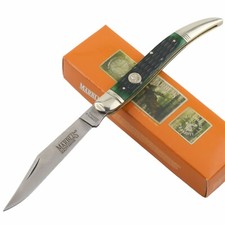 Marbles Large Toothpick Folding Pocket Knife Green Jigged Bone Handle MR629 picture
