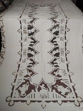 Vintage tablecloth linen lace needlework embroidered figured  high quality large picture