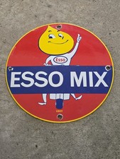 VINTAGE 1957 ESSO MIX PORCELAIN SIGN GAS PUMP SIGN 12