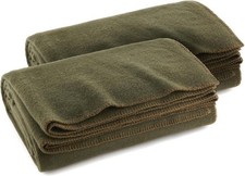US Military Wool Fire Retardant Blanket 66x90 Olive Drab Survival Emergency 2Pk picture
