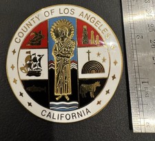 Vintage, Obsolete, Los Angeles County Seal, Enameled 2.5 Inch  picture