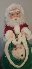 Vtg Santa's Best Santa Claus Figure W/ Moving Dog in Bag Animated Motionette 24