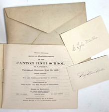 1901 CANTON HIGH SCHOOL - ILLINOIS antique commencement program and name cards picture