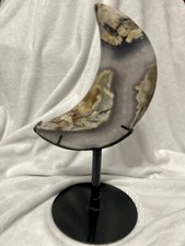 XL Druzy Volcano Agate Moon (10 1/2 in./almost 7 lbs.) Nice Strong UV Reactive picture