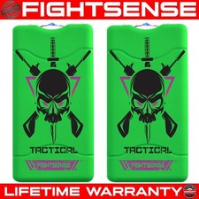 Fightsense 2 Pc Heavy Duty Stun Gun 10 BV Rechargeable LED Flashlight Green picture