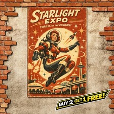 Atomic Age Space Adventurer Amusement Retro Sci-Fi Metal Tin Sign 8x12 picture