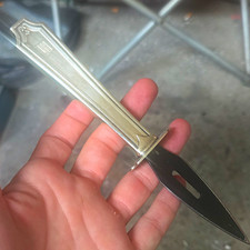 Custom Silver Letter Opener Monogrammed M Handle Marked STERLING picture