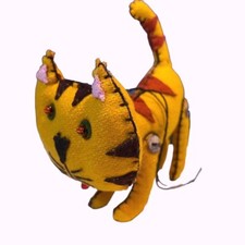 Stitch by Stitch Yellow TABBY CAT Handmade Fair Trade Christmas Ornament New picture