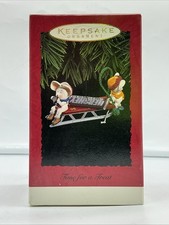 1996 Time for a Treat Hershey Hallmark Keepsake Christmas Ornament Mice Sledding picture