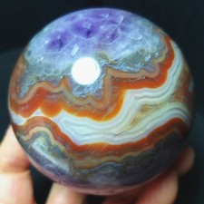 RARE 480g Natural Polished Banded Agate Amethyst Symbiosis Agate Ball C1290 picture