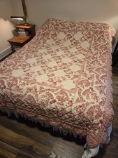 Vintage French Country Toile Quilt Classic Pastoral Print Red + Cream picture
