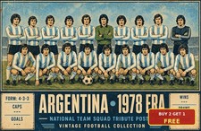 Argentina Football Squad Victory Championship Board Fans Sign Metal Tin Plaque picture