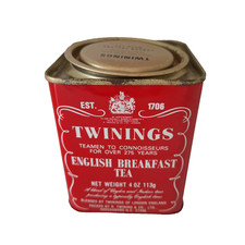 Vintage Twinings English Breakfast Tea Tin Red 4 Oz London England Empty picture