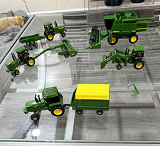 John Deere Diecast Farm Toy Lot ,Tractor Combine, Harvester, Hay Trailer picture