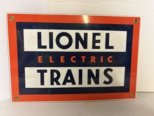 Vintage LIONEL  TRAINS  Porcelain Metal Train Sign  (12