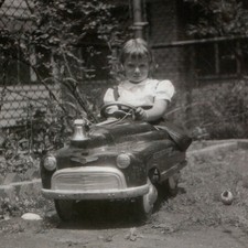 c1950s Girl Fire Truck Pedal Car Bell Snapshot Photo Ride On Toy Backyard Play picture