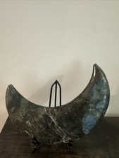 Super Size Labradorite Crystal Moon Carving On Stand 4 Lbs 9.5” picture