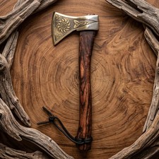 Hand Forged Viking Axe, High Carbon Steel Hatchet, Handmade Wood Handle picture