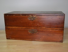 Vintage Keuffel & Esser Co Wooden 2 Drawer Tool Box with keys Industrial Storage picture