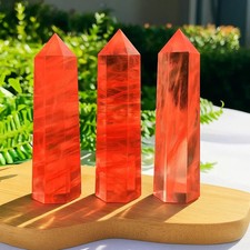 AA+ Red Smelting Crystal Tower Obelisk Energy Wand Point Home Decor Healing Gift picture